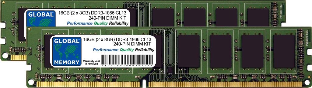 16GB (2 x 8GB) DDR3 1866MHz PC3-14900 240-PIN DIMM MEMORY RAM KIT FOR LENOVO DESKTOPS